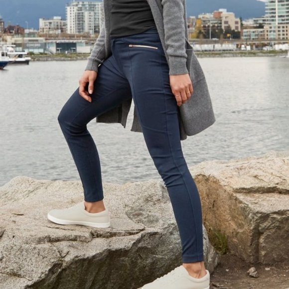 ATHLETA Ponte Moto Pants Navy Blue - Size 0 - Picture 2 of 15